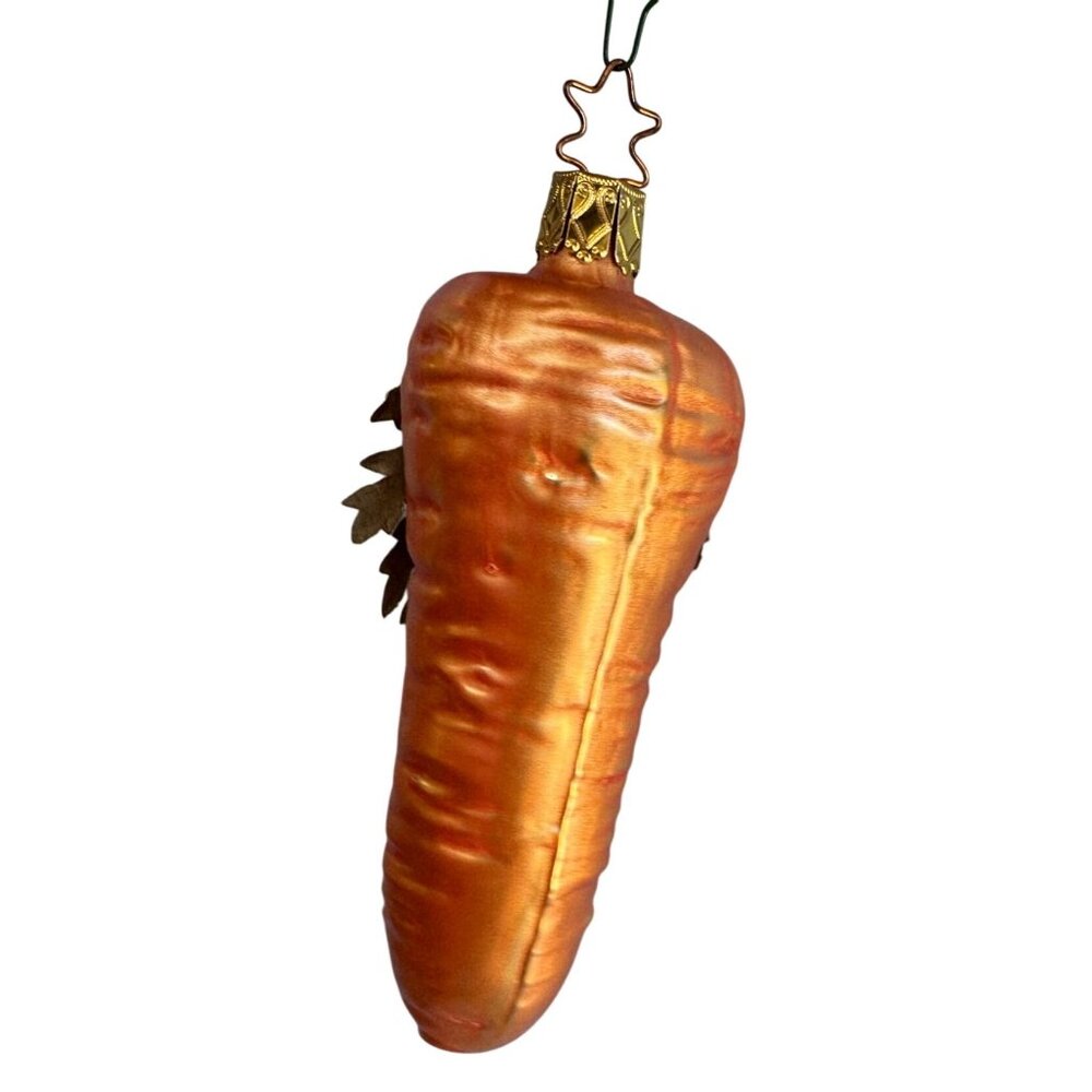 Inge Glass Heirloom Carrot Ornament Hand Blown Glass Germany 4.5" Star Cap - Picture 4 of 4